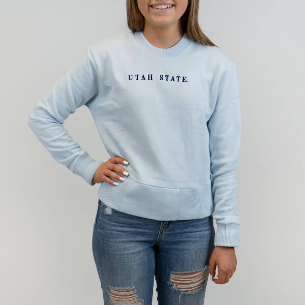 utah state crop sweater light blue